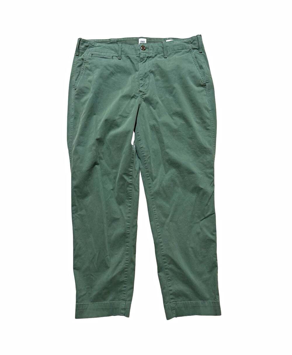 GAP Women’s Green Solid Khaki Pants Straight Leg Cotton Spandex Machine Wash